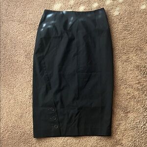H&M Dark Blue Pencil Skirt with Button Detail
